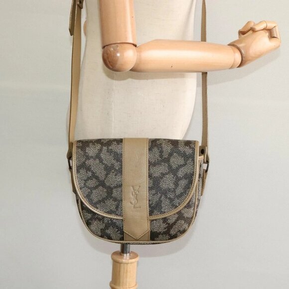 SAINT LAURENT Shoulder Bag PVC embossed Gray Auth BA782 - Picture 3 of 16